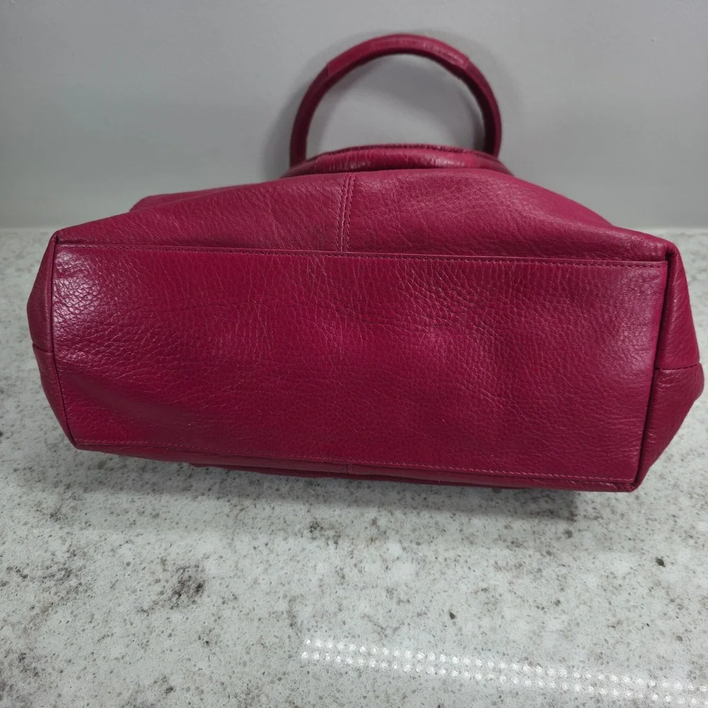 Coach Kristin Magenta Pink Leather Tote Shoulder Bag F15694 Silver Hardware